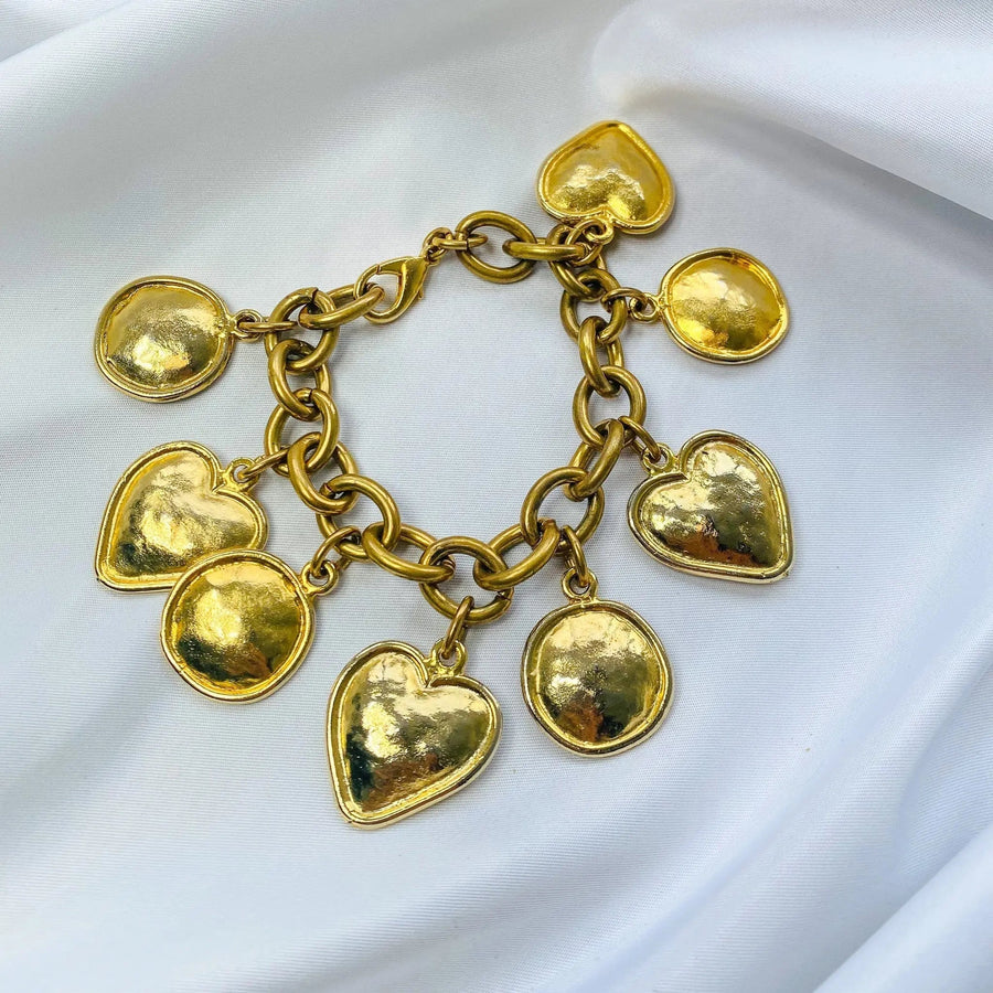 1980s Vintage Charm Bracelet Bracelet Jagged Metal 