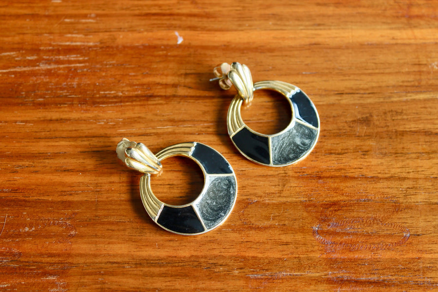 1980s Vintage Earrings for Pierced Ears Jagged Metal 