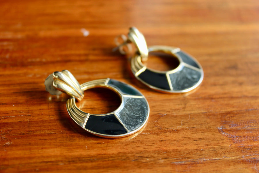 1980s Vintage Earrings for Pierced Ears Jagged Metal 