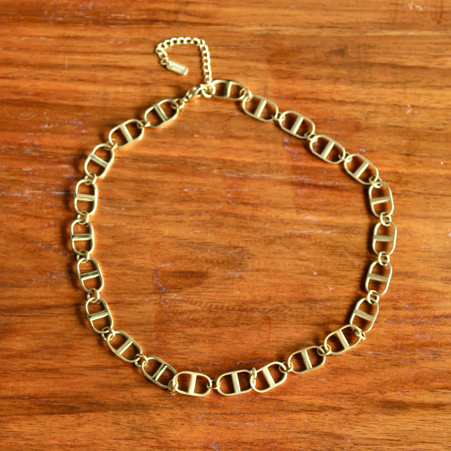 1990s Chain Link Necklace Jagged Metal 