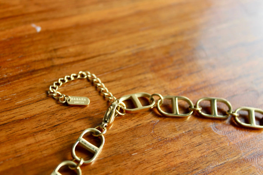 1990s Chain Link Necklace Jagged Metal 