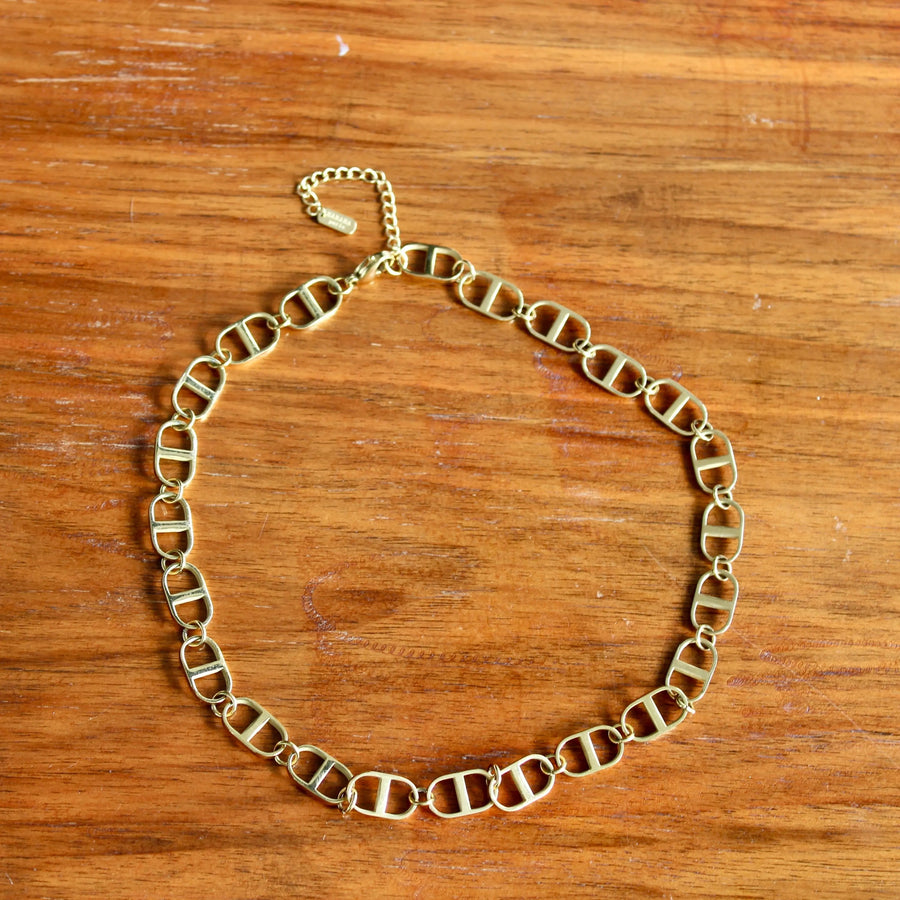 1990s Chain Link Necklace Jagged Metal 