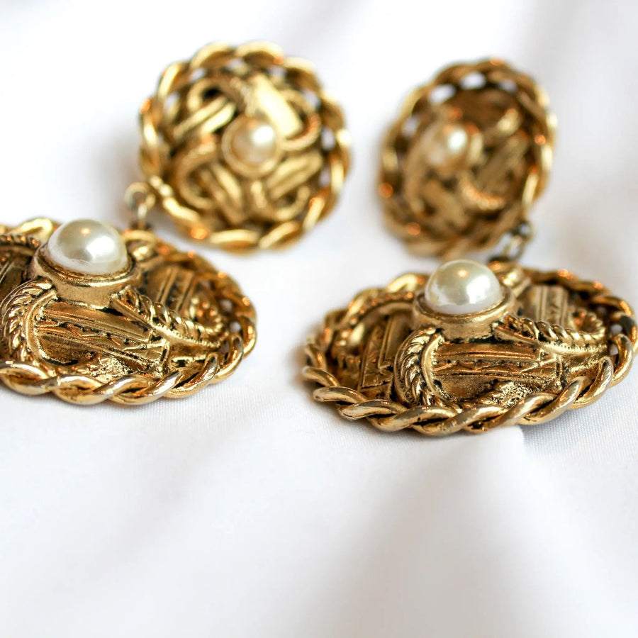 Baroque Vintage 1980s Clip On Earrings Earrings Jagged Metal 