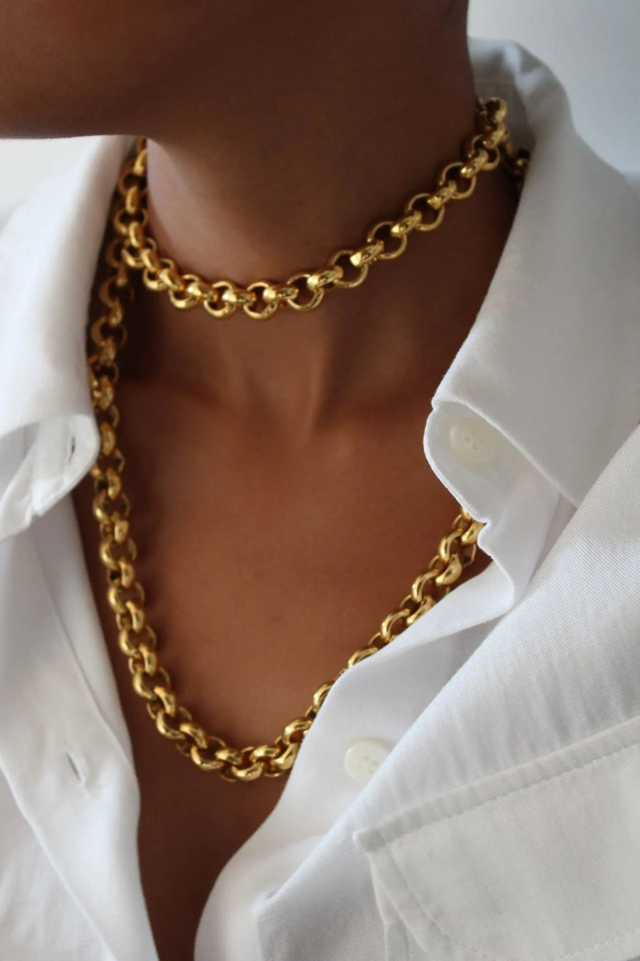 Chanel Necklace Vintage 1990s, Chunky Chain Necklace Jagged Metal 