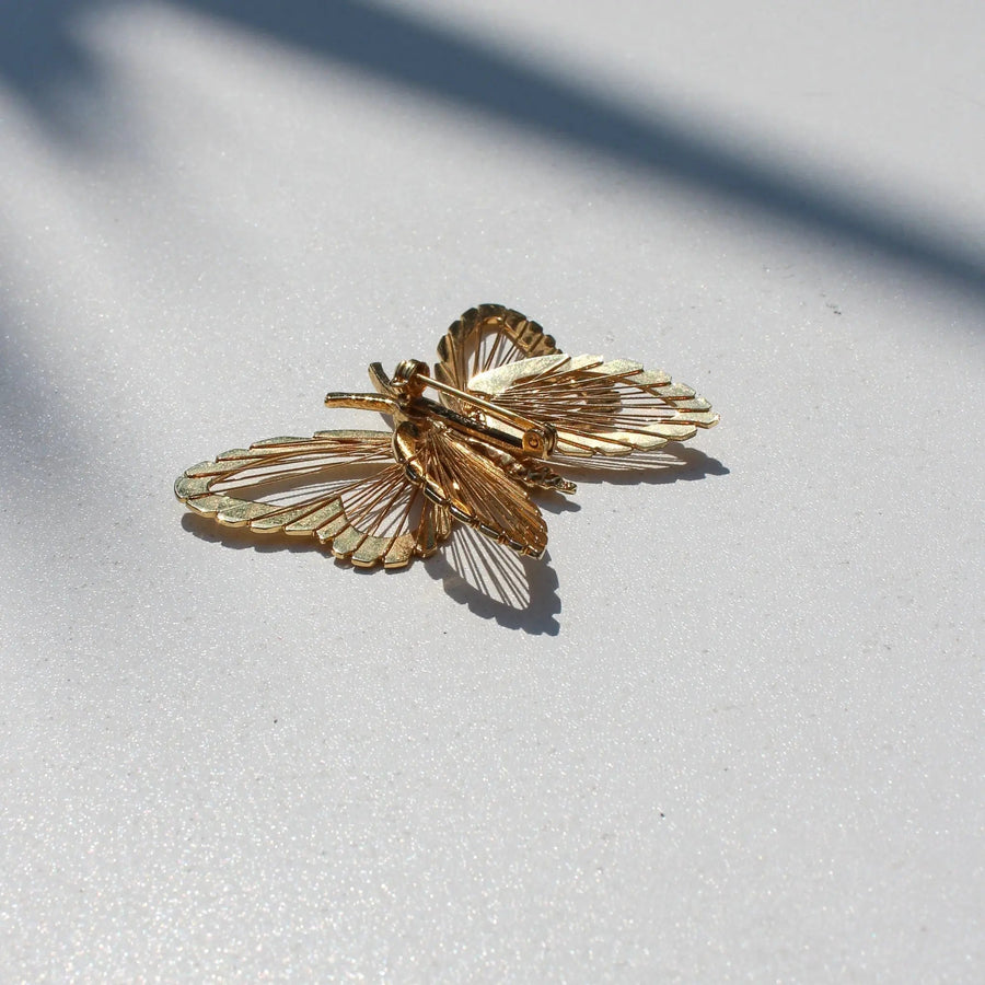 Monet Vintage Butterfly 1980s Brooch Brooch Jagged Metal 