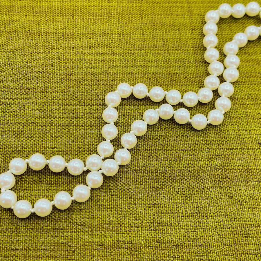 Napier Vintage Faux Pearl Necklace 1980s Necklace Jagged Metal 