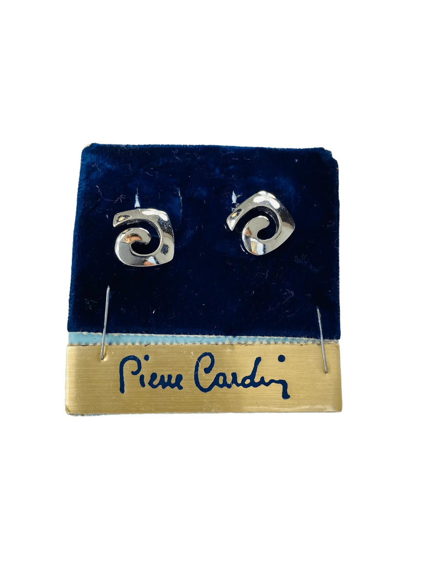 Pierre Cardin Vintage Earrings 1980s Clip on Earrings Jagged Metal 
