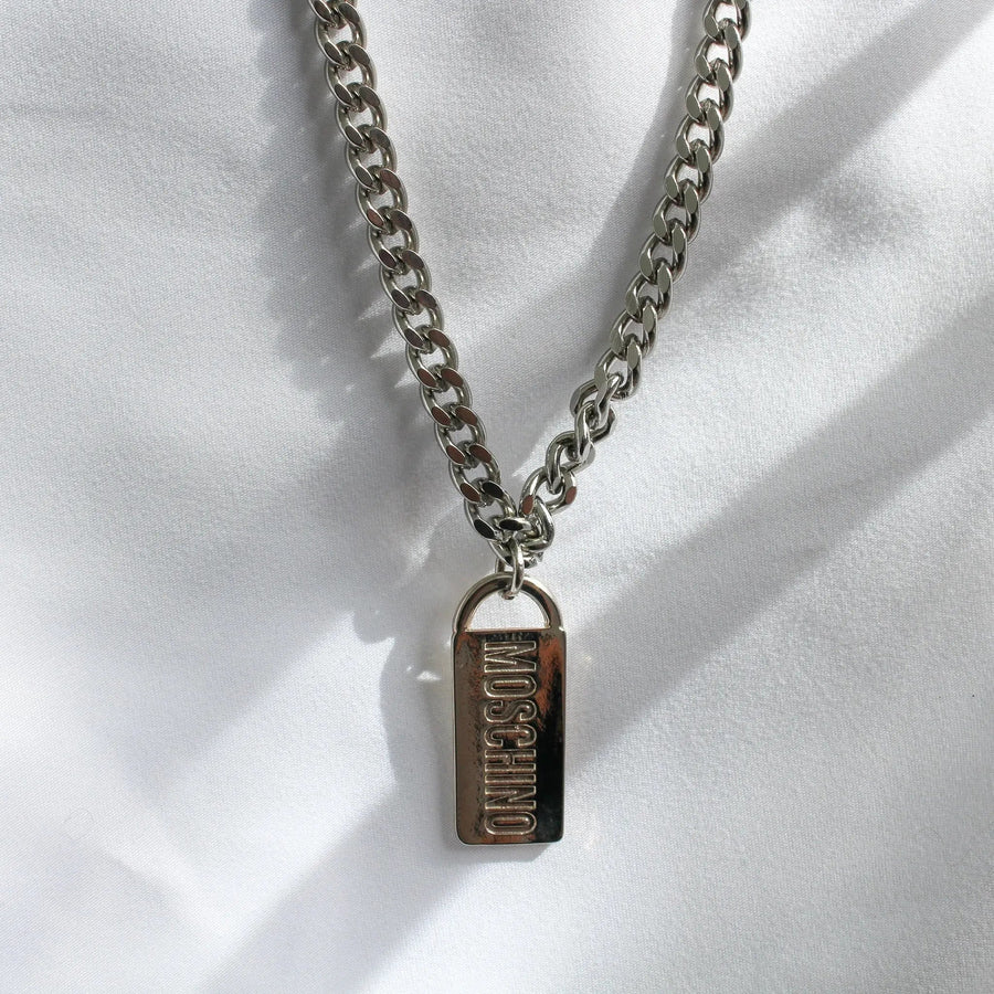 Re-engineered Vintage Moschino Necklace - Silver plated Necklaces Jagged Metal 