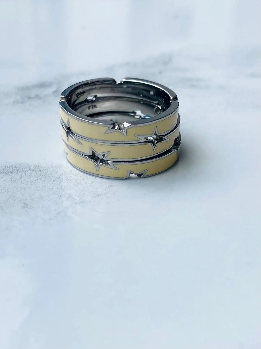 Vintage Thierry Mugler Set of Three Stackable Rings Rings Jagged Metal 