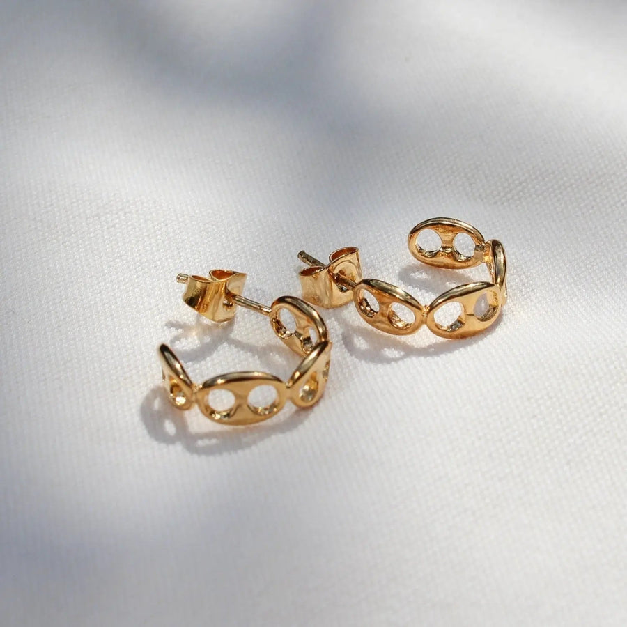 Vintage 1970s Earrings - 18 Carat Gold Plated Deadstock Earrings Jagged Metal 