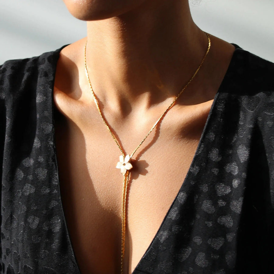 Vintage 1970s Lariat Necklace - 18 Carat Gold Plated Vintage Deadstock Necklace Jagged Metal 