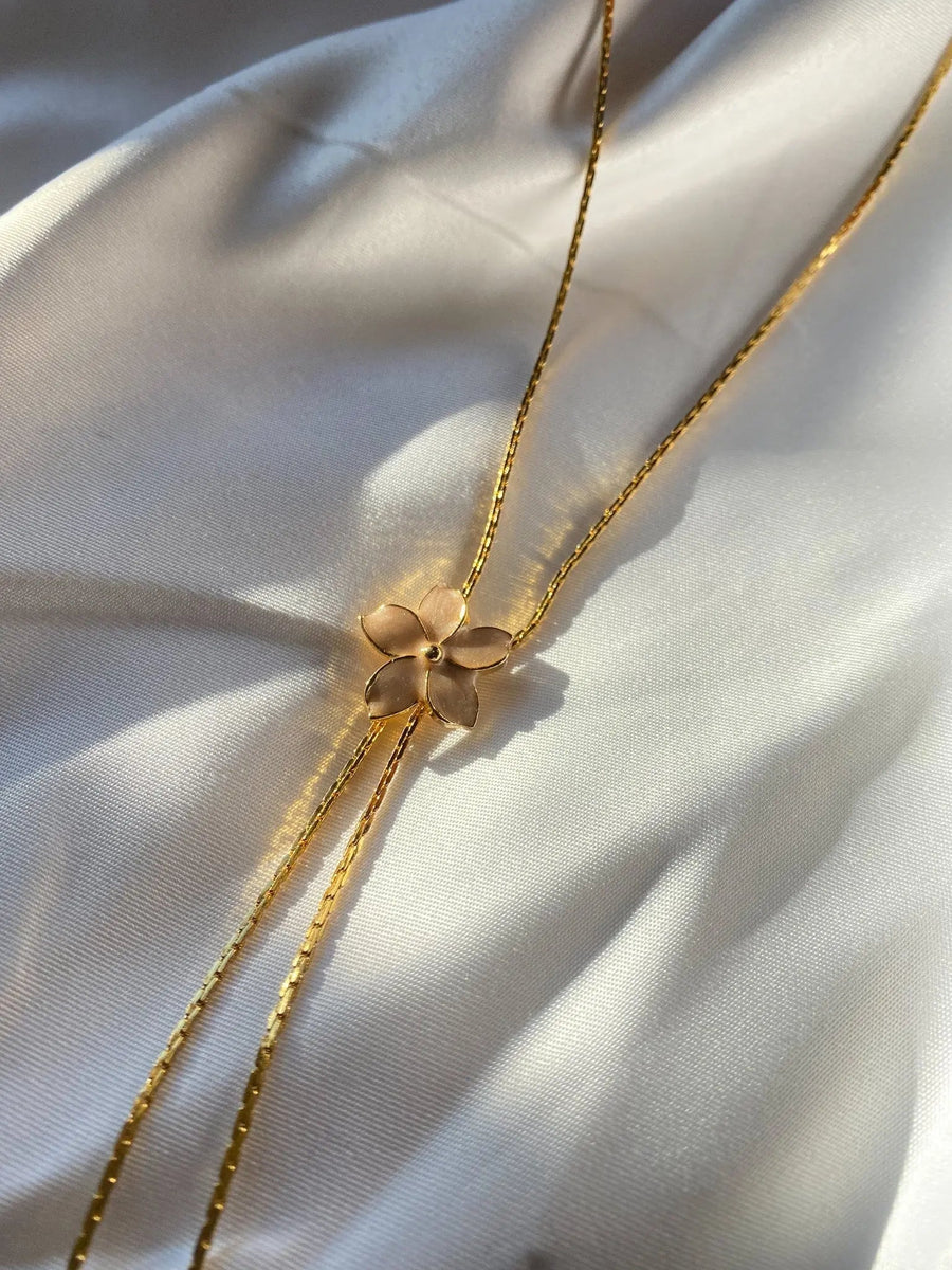 Vintage 1970s Lariat Necklace - 18 Carat Gold Plated Vintage Deadstock Necklace Jagged Metal 