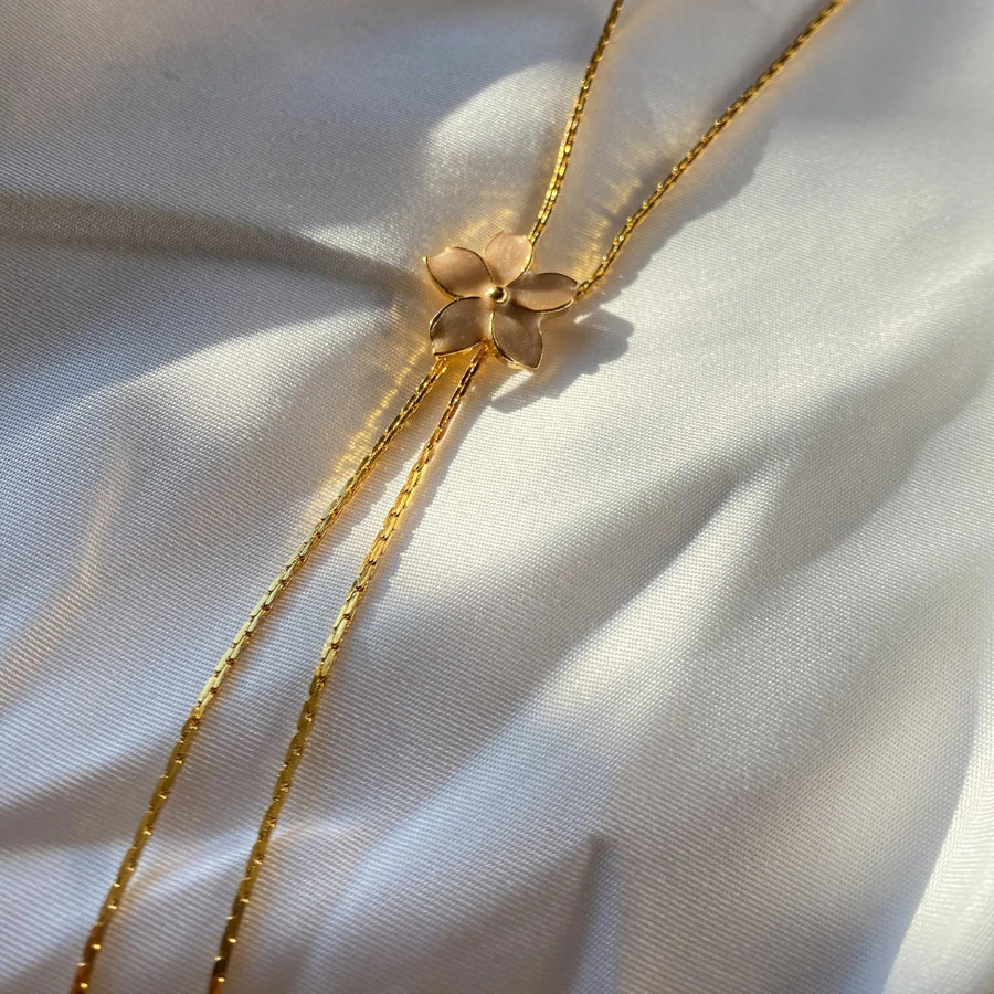 Vintage 1970s Lariat Necklace - 18 Carat Gold Plated Vintage Deadstock Necklace Jagged Metal 