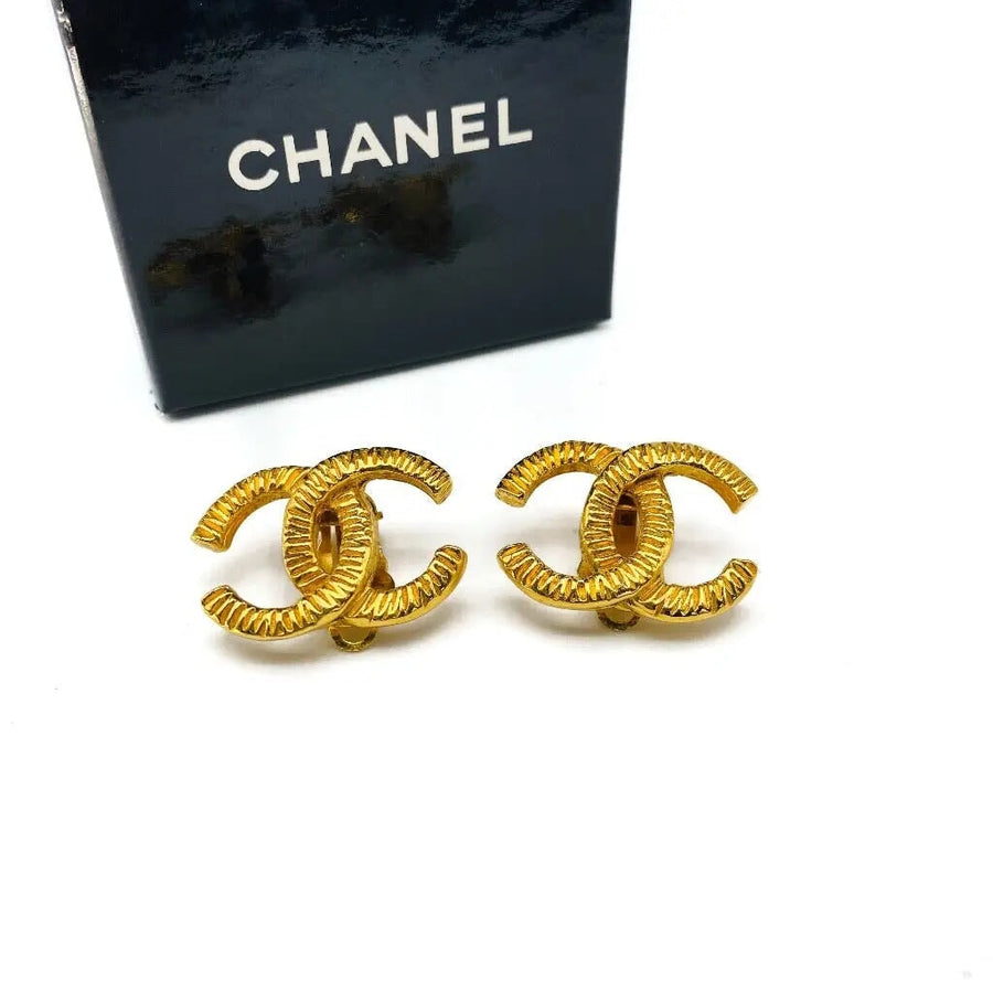 Vintage Chanel Earrings, 1970s Clip On Earrings Jagged Metal 