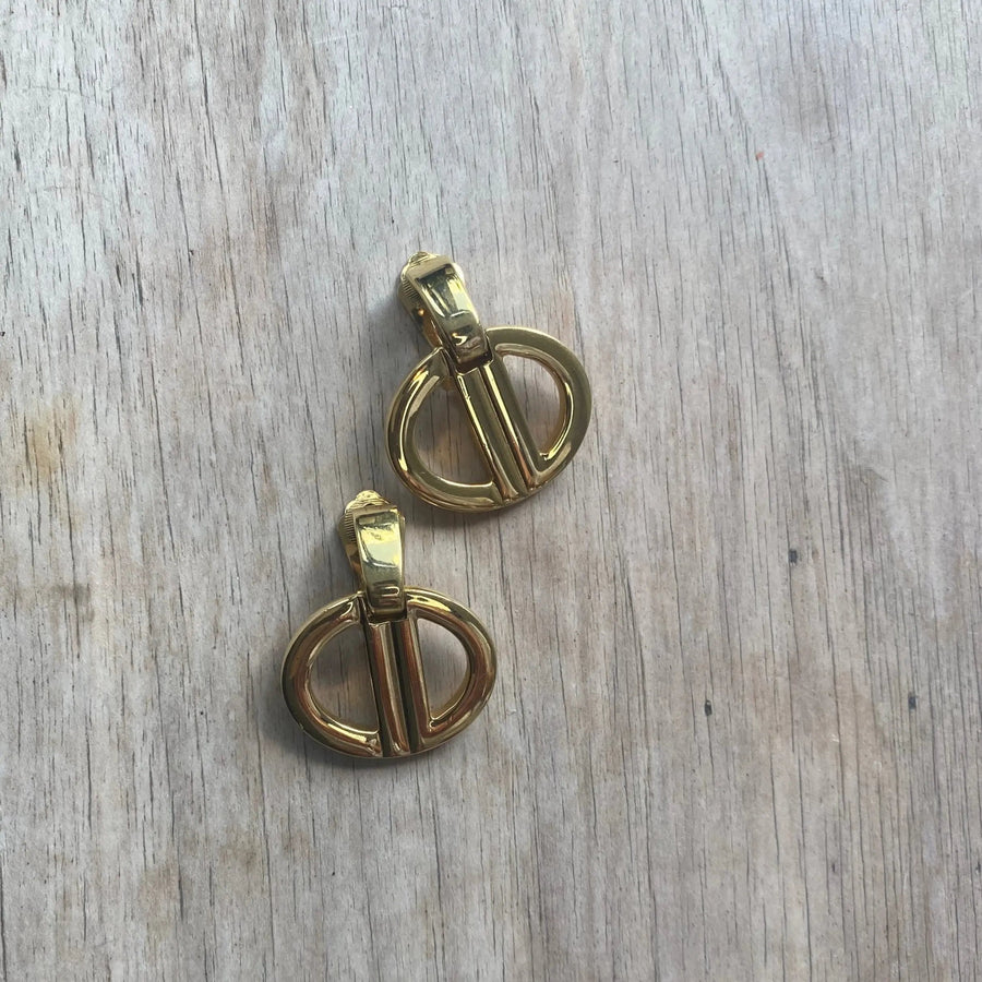 Vintage Christian Dior Earrings 1980s Clip On Earrings Jagged Metal 