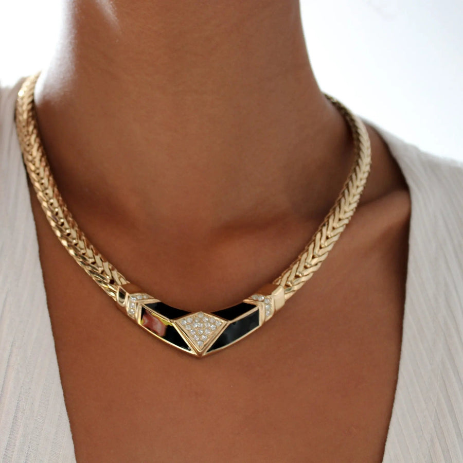 Vintage Christian Dior Necklace 1980s Necklace Jagged Metal 