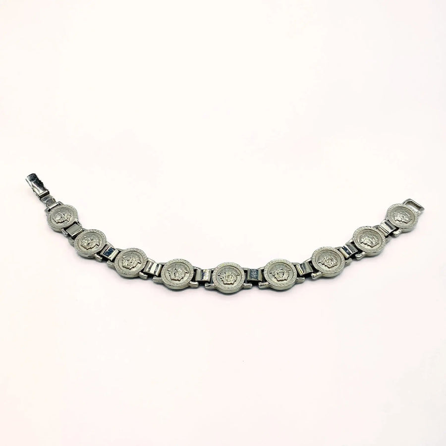 Vintage Gianni Versace Bracelet 1990s Silver Plated Bracelets Jagged Metal 