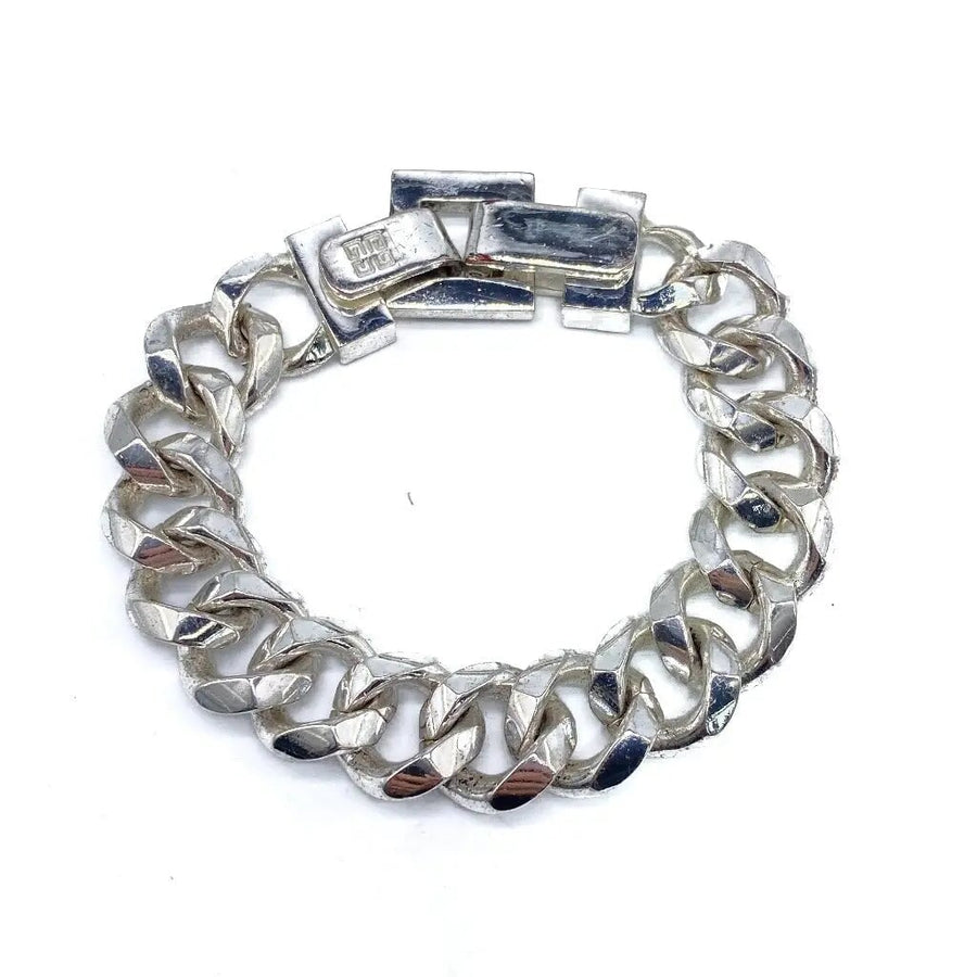 Vintage Givenchy 1980s Bracelet - Silver Plated Bracelet Jagged Metal 