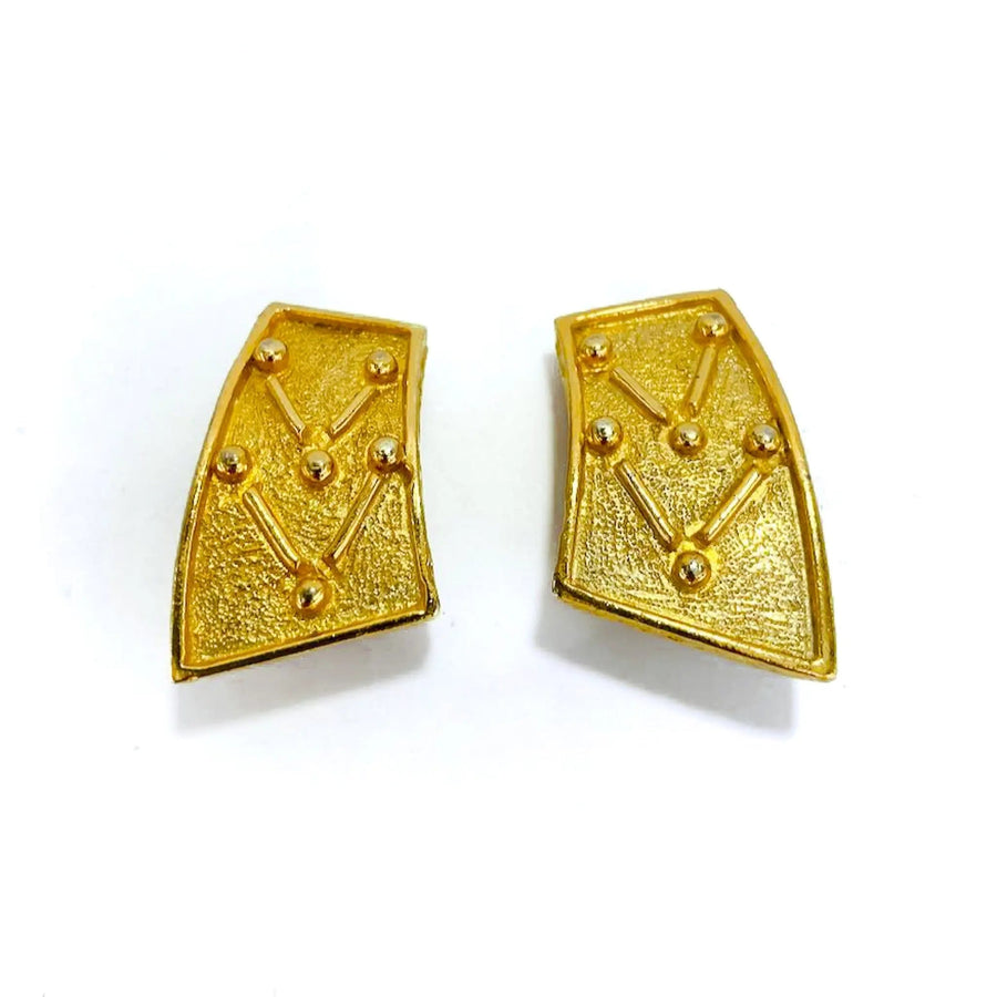 Vintage Paulo Gucci Clip On Earrings 1980s Earrings Jagged Metal 