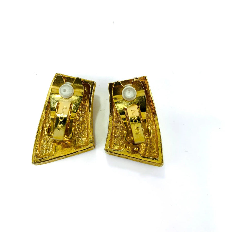 Vintage Paulo Gucci Clip On Earrings 1980s Earrings Jagged Metal 