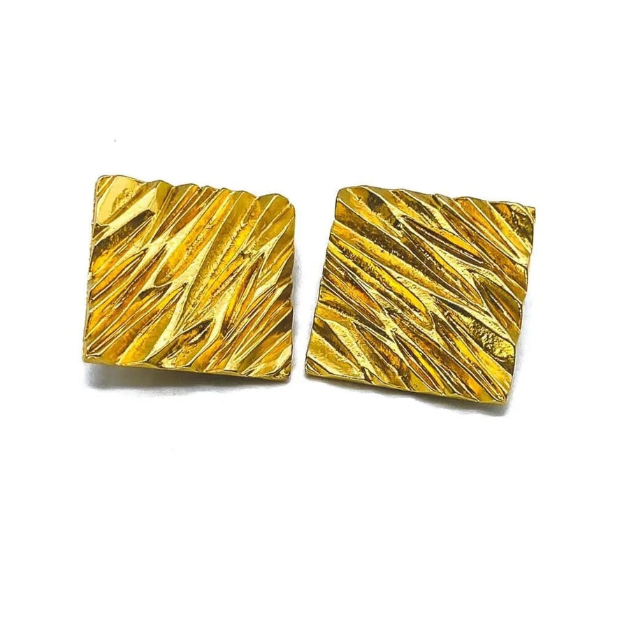 Vintage Yves Saint Laurent YSL Earrings 1980s Clip On Earrings Jagged Metal 