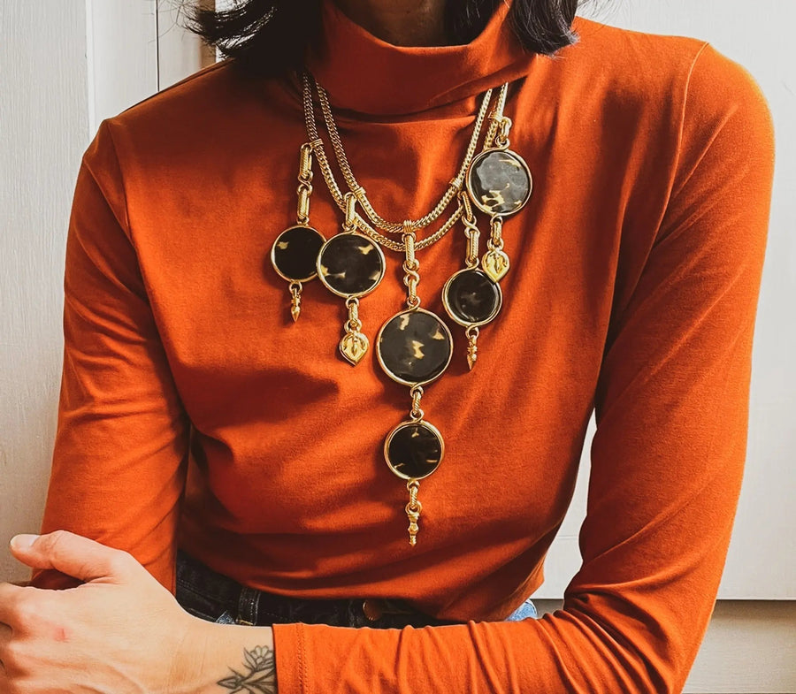 Yves Saint Laurent Vintage Necklace 1990s YSL Necklaces Jagged Metal 
